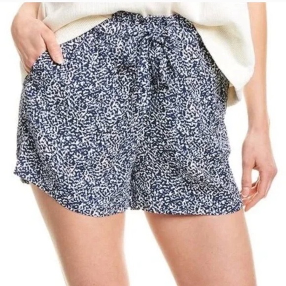 Madewell Drapey Pull-On Shorts Large Blue White Bengali Blockprint L - Picture 2 of 11